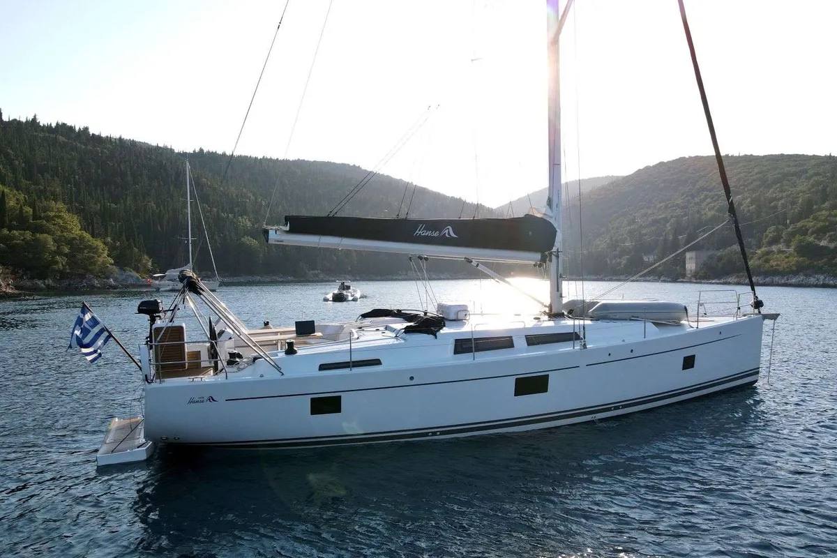 Exterior view of APOLLO, a Hanse 508 sailboat at Sami Municipal Unit, Greece