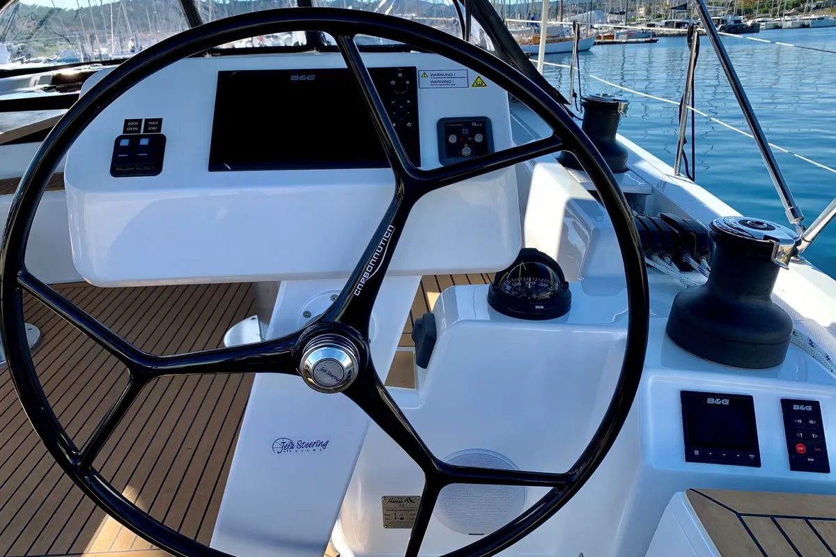 Cockpit of APOLLO, a Hanse 508 sailboat at Sami Municipal Unit, Greece