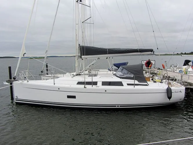 Exterior view of Nineteen, a Hanse 348 sailboat at Fisksätra, Sweden
