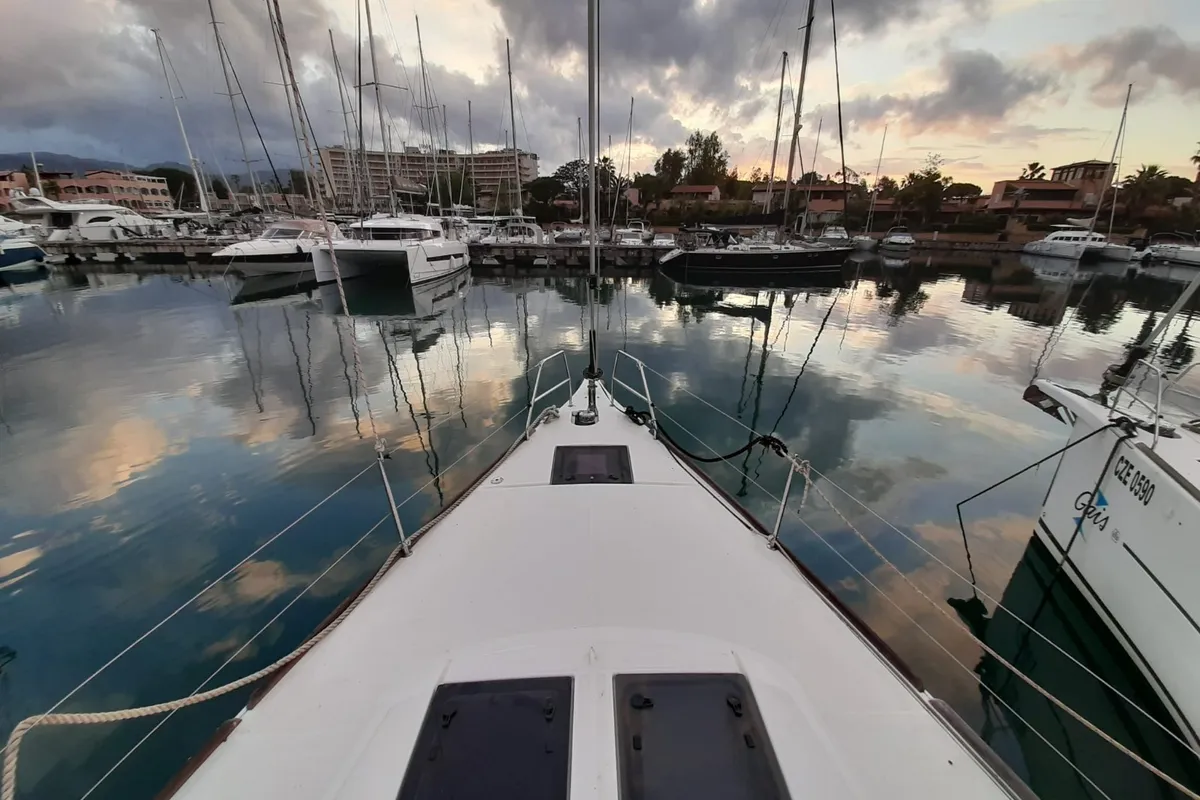 Exterior view of Diego, a Dufour 460 GL sailboat at Tonnarella, Italy