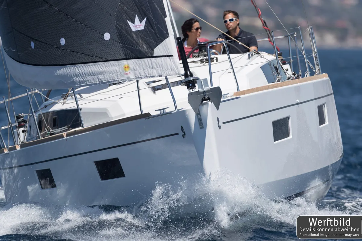Exterior view of Tamara, a Beneteau Oceanis 38.1 sailboat at Općina Rogoznica, Croatia