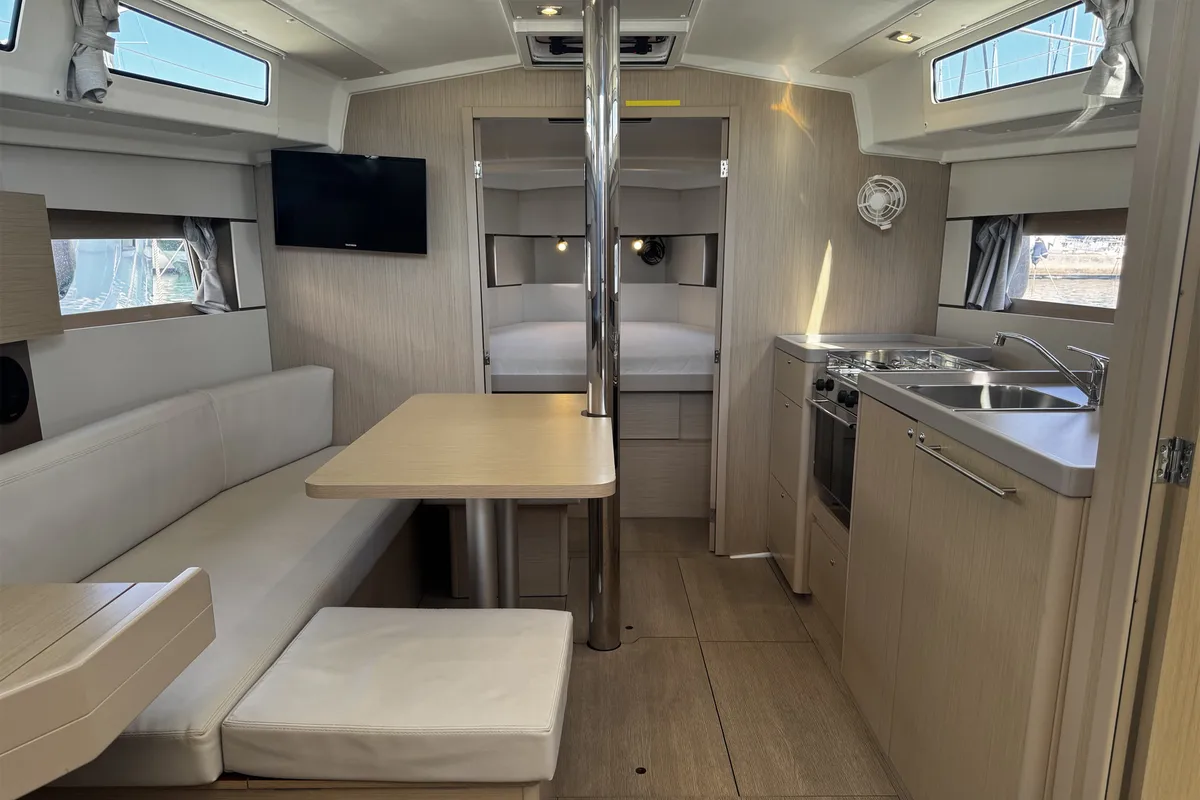 Salon of Tamara, a Beneteau Oceanis 38.1 sailboat at Općina Rogoznica, Croatia