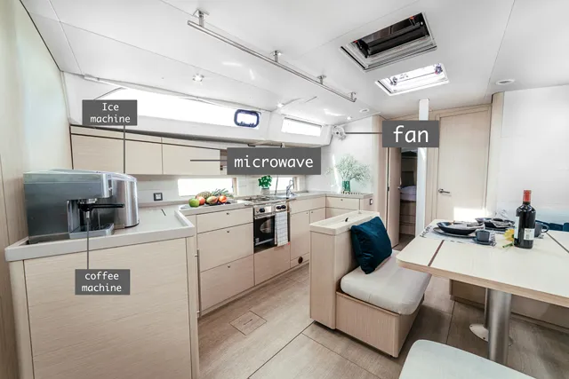 Galley of HERA, a Beneteau Oceanis 46.1 sailboat at Grad Šibenik, Croatia