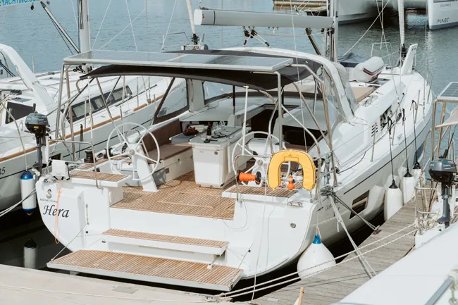 Deck of HERA, a Beneteau Oceanis 46.1 sailboat at Grad Šibenik, Croatia