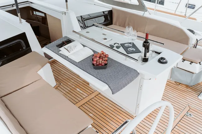 Deck of HERA, a Beneteau Oceanis 46.1 sailboat at Grad Šibenik, Croatia