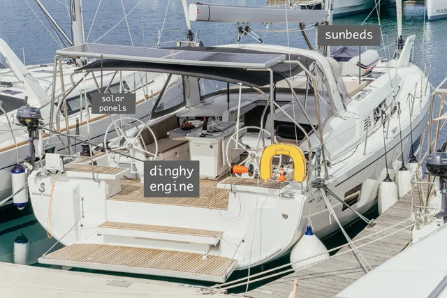 Deck of HERA, a Beneteau Oceanis 46.1 sailboat at Grad Šibenik, Croatia