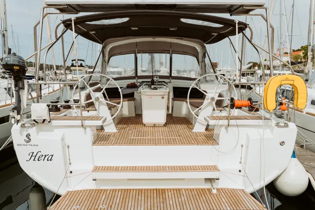 Deck of HERA, a Beneteau Oceanis 46.1 sailboat at Grad Šibenik, Croatia