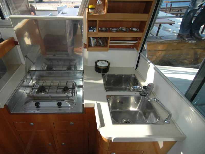 Galley of Fjaka, a SAS - Vektor Adria 1002 motorboat at Općina Sukošan, Croatia