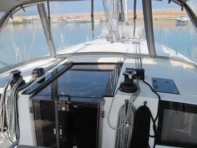 Deck of Stella, a Beneteau Oceanis 41.1 sailboat at Capo d'Orlando, Italy