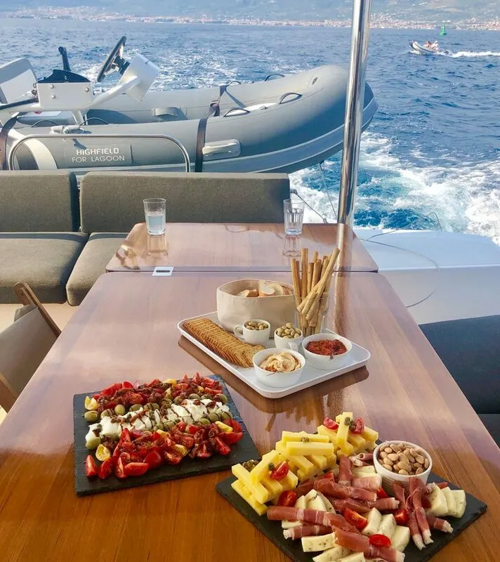 Deck of Adriatic Tiger, a Lagoon 620 catamaran at Split, Croatia