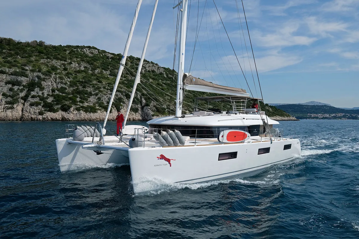 Exterior view of Adriatic Tiger, a Lagoon 620 catamaran at Split, Croatia