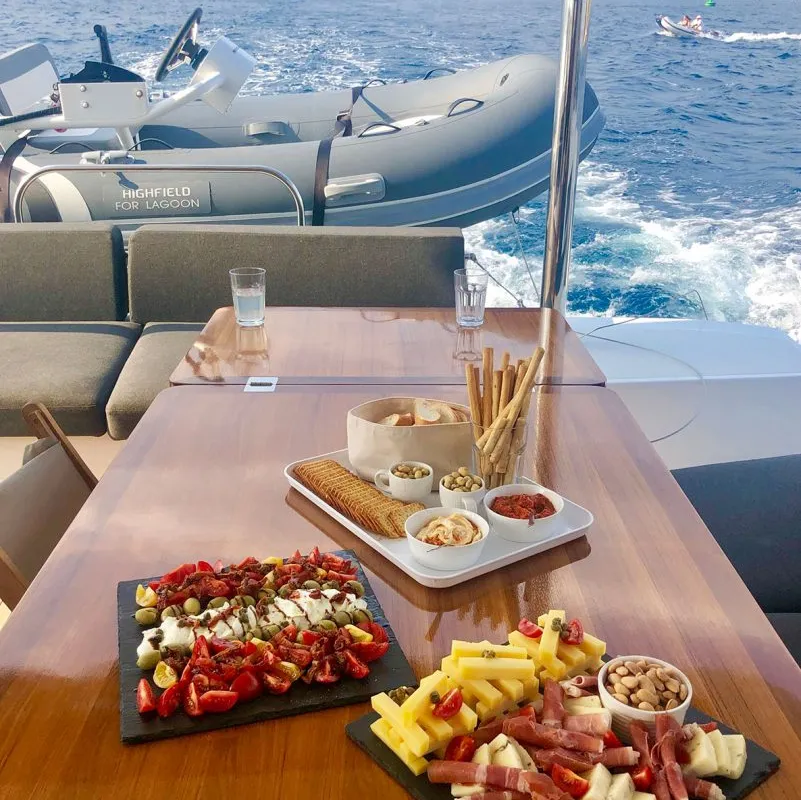 Deck of Adriatic Tiger, a Lagoon 620 catamaran at Split, Croatia
