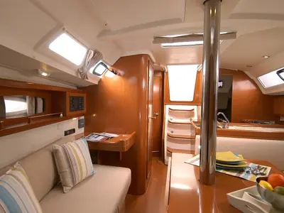 Salon of Seneca, a Beneteau Oceanis 34 sailboat at Castelló d'Empúries, Spain
