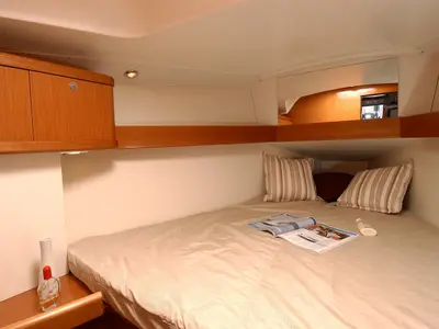 Cabin on Seneca, a Beneteau Oceanis 34 sailboat at Castelló d'Empúries, Spain