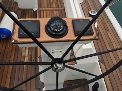Cockpit of BROMBONERO, a D&D Kufner 54 sailboat at Punat, Croatia