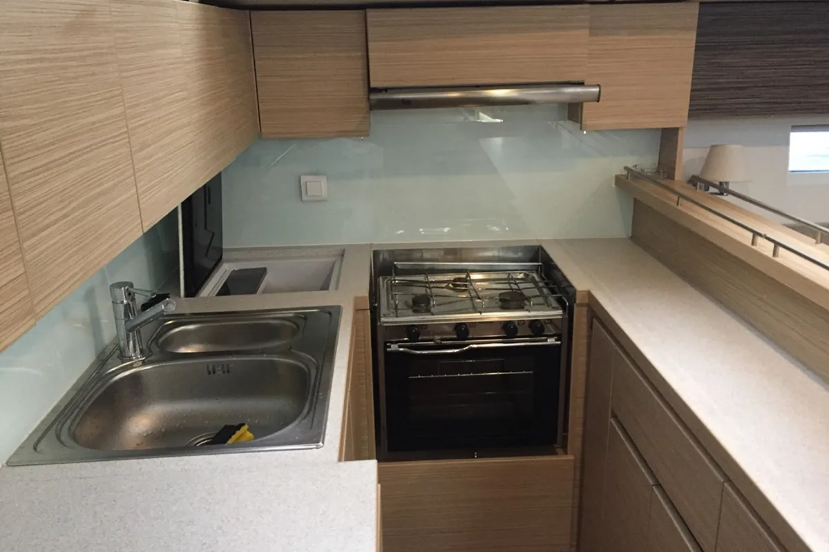 Galley of BROMBONERO, a D&D Kufner 54 sailboat at Punat, Croatia