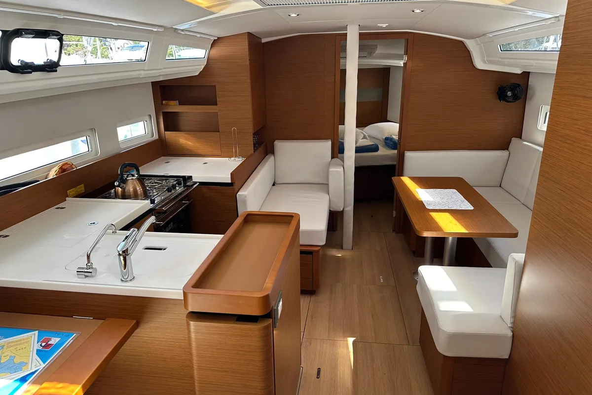 Galley of Bobo, a Jeanneau Sun Odyssey 410 sailboat at Dubrovnik, Croatia