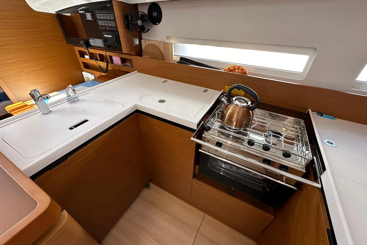 Galley of Bobo, a Jeanneau Sun Odyssey 410 sailboat at Dubrovnik, Croatia