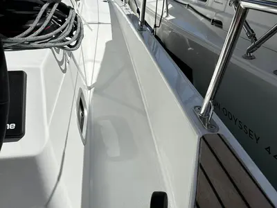 Deck of Bobo, a Jeanneau Sun Odyssey 410 sailboat at Dubrovnik, Croatia