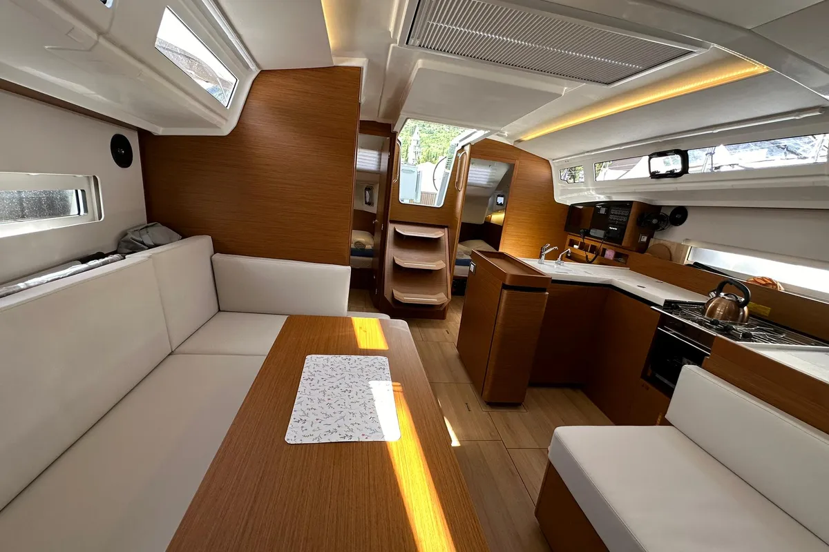 Salon of Bobo, a Jeanneau Sun Odyssey 410 sailboat at Dubrovnik, Croatia