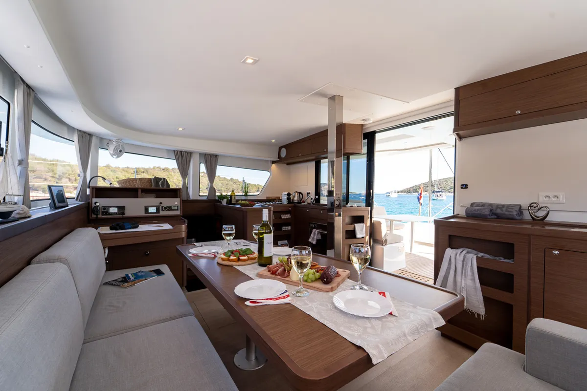 Salon of Serenity, a Lagoon 42 catamaran at Grad Šibenik, Croatia