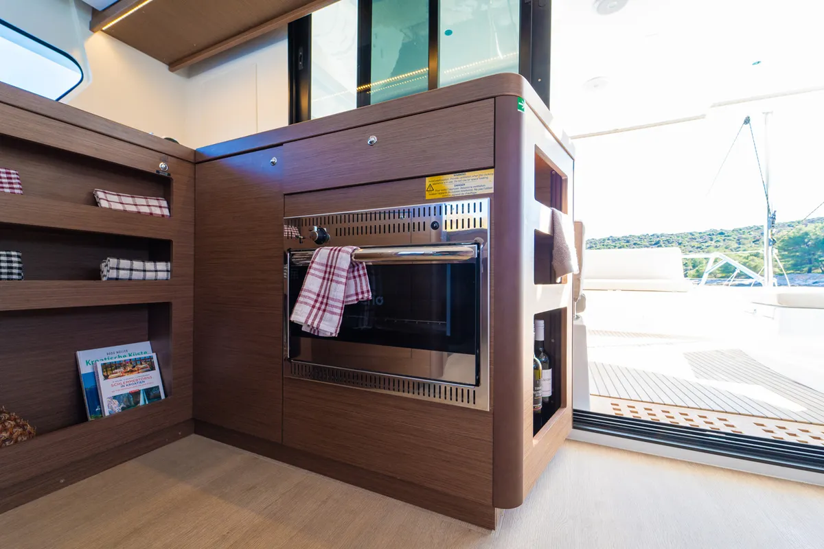Galley of Serenity, a Lagoon 42 catamaran at Grad Šibenik, Croatia