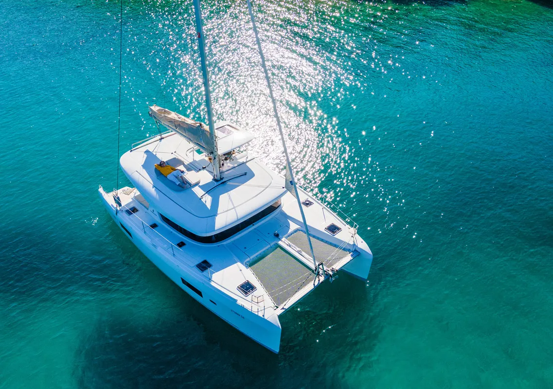 Exterior view of Serenity, a Lagoon 42 catamaran at Grad Šibenik, Croatia