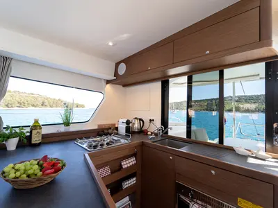 Galley of Serenity, a Lagoon 42 catamaran at Grad Šibenik, Croatia