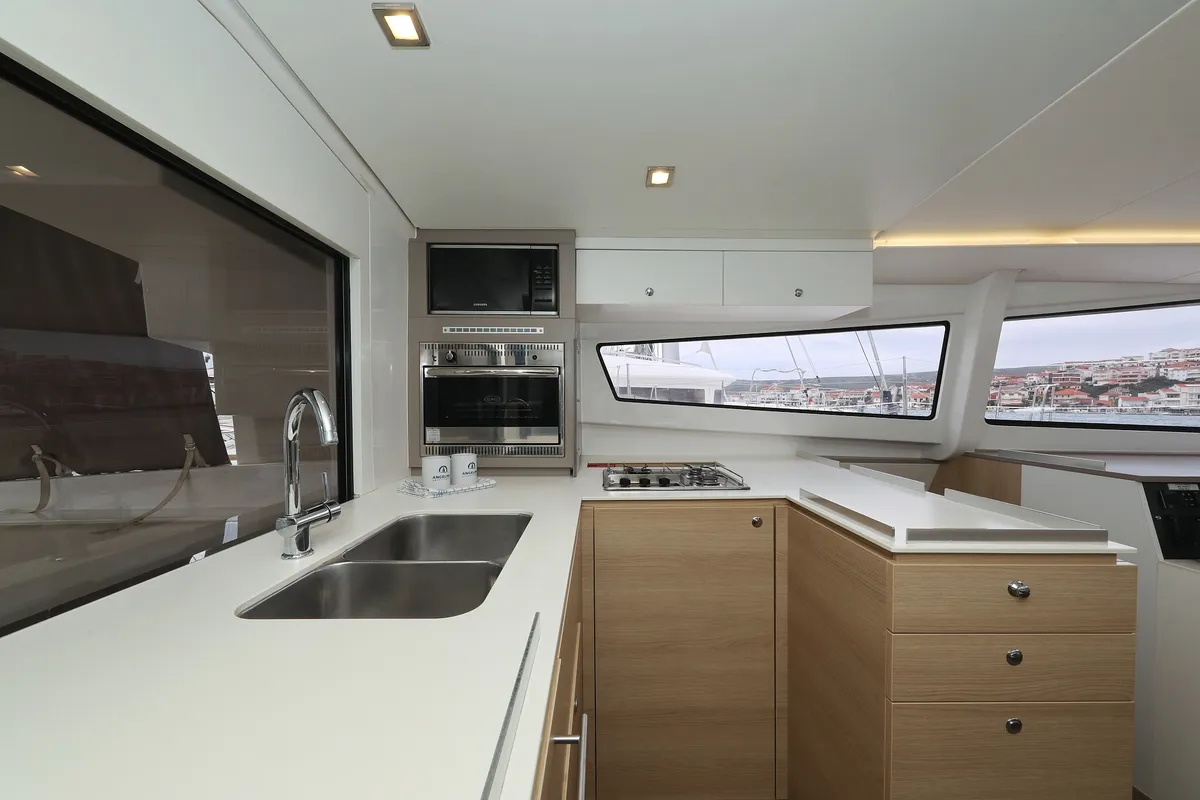 Galley of Pandora V, a Bali 4.5 catamaran at Općina Rogoznica, Croatia