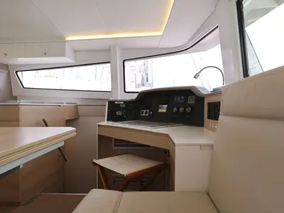 Cockpit of Pandora V, a Bali 4.5 catamaran at Općina Rogoznica, Croatia