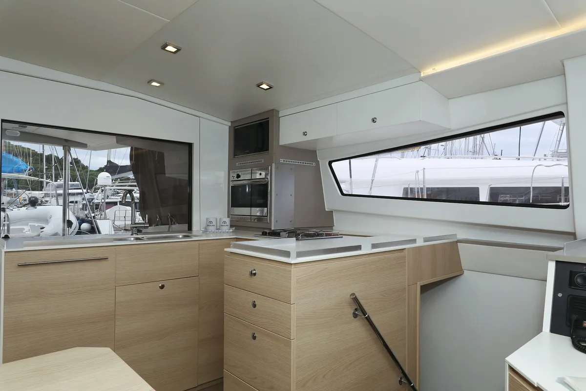 Galley of Pandora V, a Bali 4.5 catamaran at Općina Rogoznica, Croatia