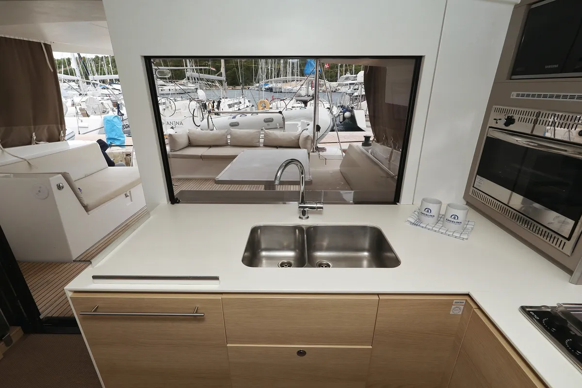 Galley of Pandora V, a Bali 4.5 catamaran at Općina Rogoznica, Croatia
