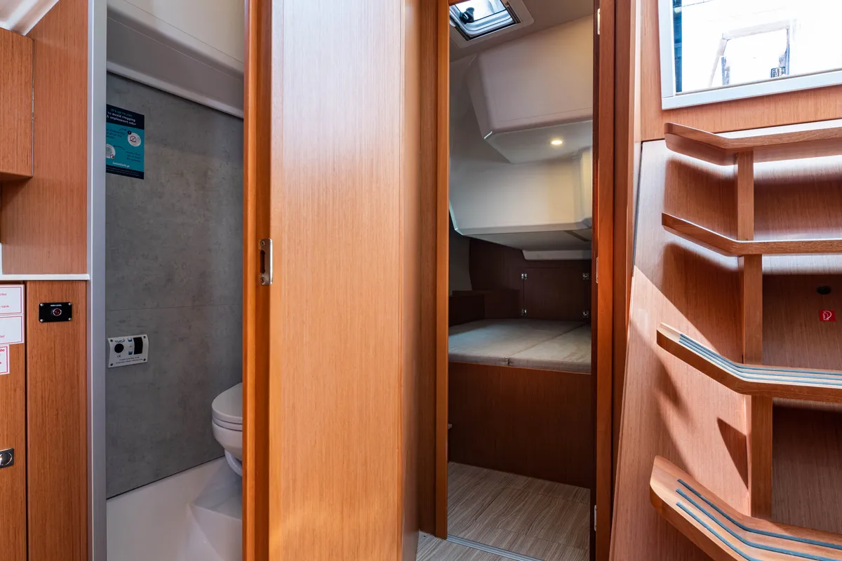 Cabin on Rosario, a Bavaria C42 sailboat at Municipal Unit of Lefkada, Greece