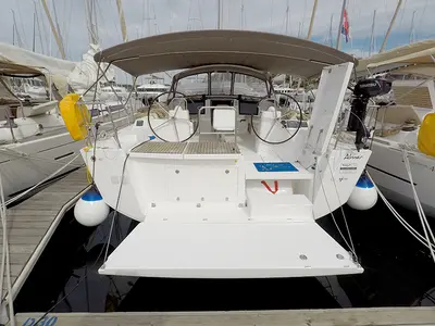 Deck of Almar, a Dufour 460 GL sailboat at Grad Šibenik, Croatia