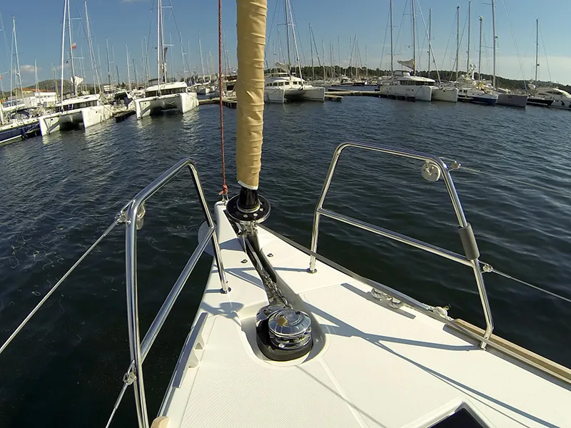 Deck of Almar, a Dufour 460 GL sailboat at Grad Šibenik, Croatia