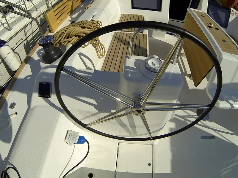 Cockpit of Almar, a Dufour 460 GL sailboat at Grad Šibenik, Croatia