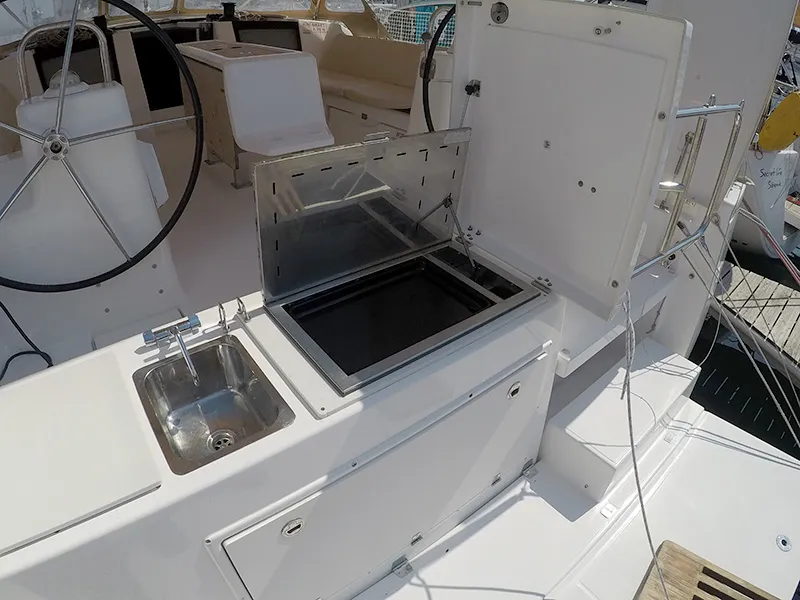 Deck of Almar, a Dufour 460 GL sailboat at Grad Šibenik, Croatia