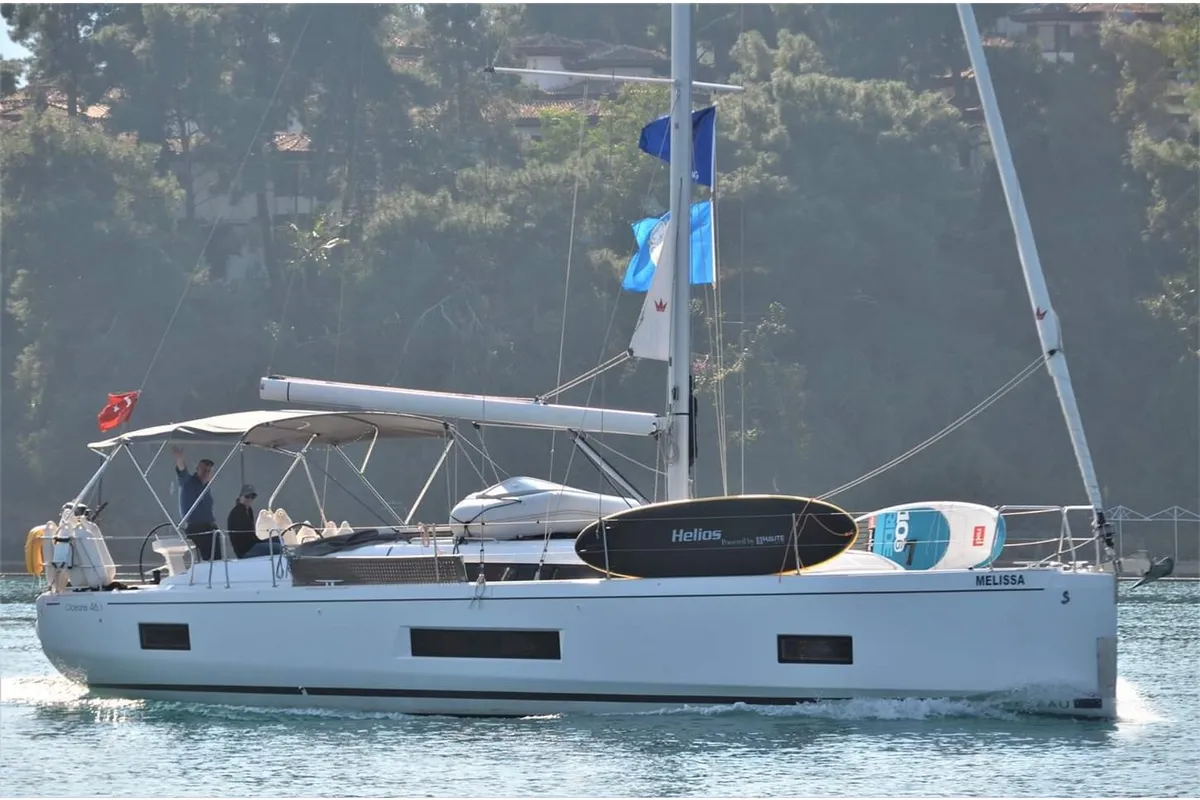 Exterior view of Melissa, a Beneteau Oceanis 46.1 sailboat at Fethiye, Turkey