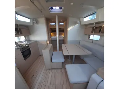 Salon of Melissa, a Beneteau Oceanis 46.1 sailboat at Fethiye, Turkey