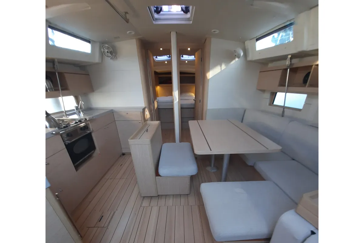 Salon of Melissa, a Beneteau Oceanis 46.1 sailboat at Fethiye, Turkey