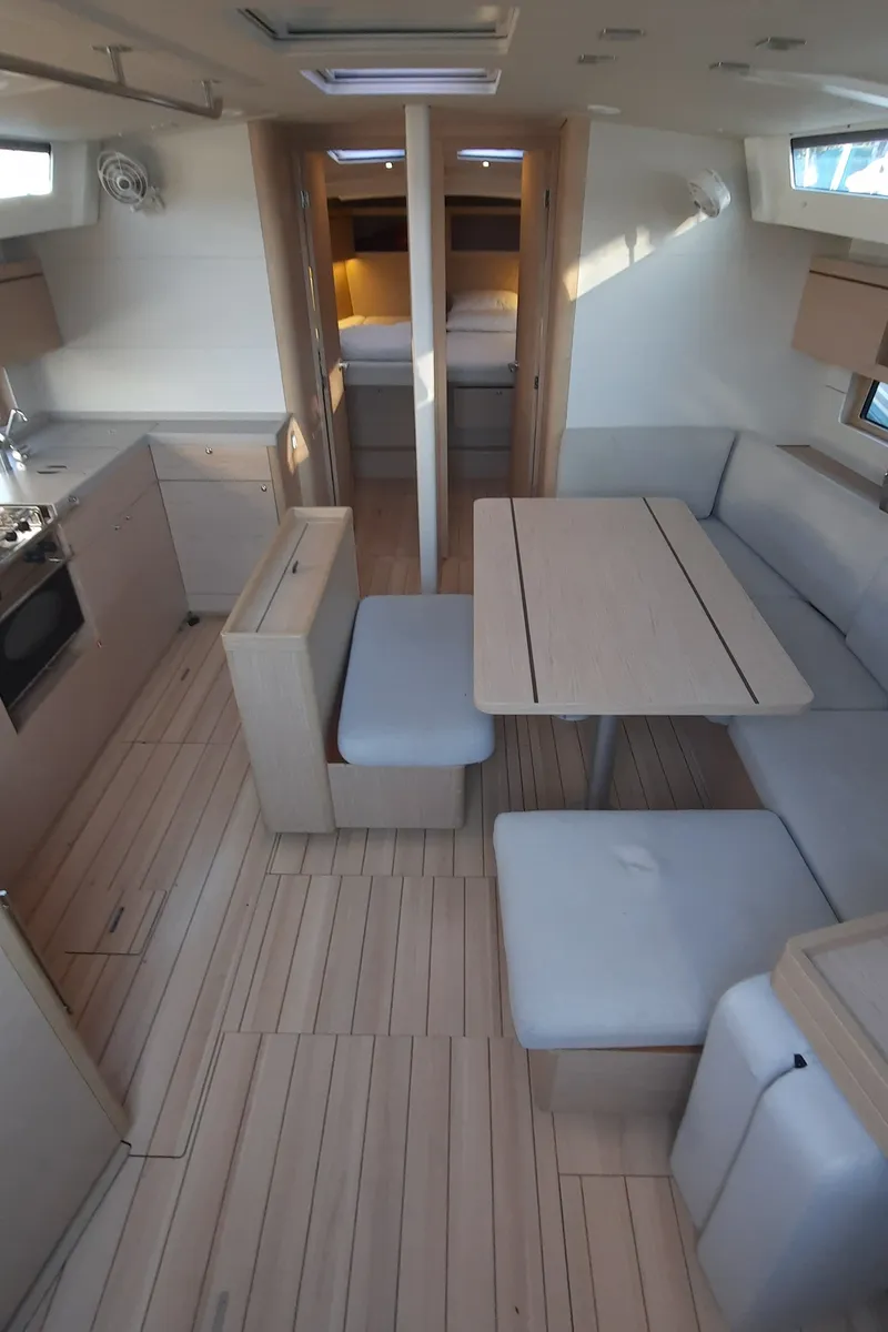 Salon of Melissa, a Beneteau Oceanis 46.1 sailboat at Fethiye, Turkey