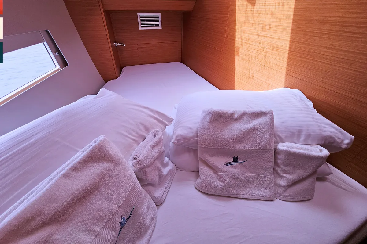 Cabin on Toccata, a Dufour 470 sailboat at Rogoznica, Croatia