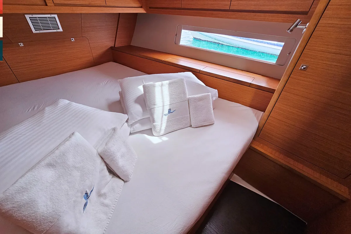 Cabin on Toccata, a Dufour 470 sailboat at Rogoznica, Croatia