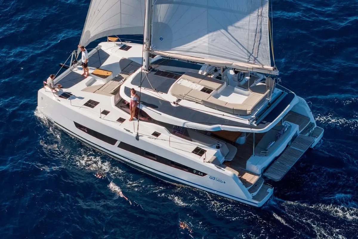 Exterior view of Fountaine Pajot New 44, a catamaran at Pula, Croatia