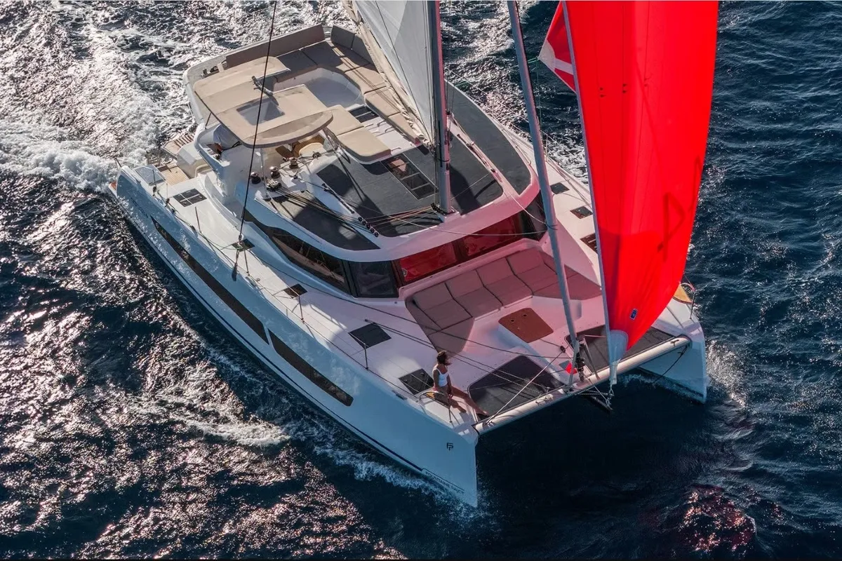 Exterior view of Fountaine Pajot New 44, a catamaran at Pula, Croatia