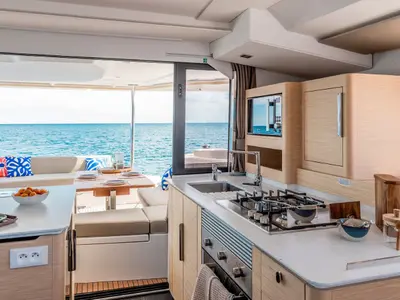 Galley of Fountaine Pajot New 44, a catamaran at Pula, Croatia