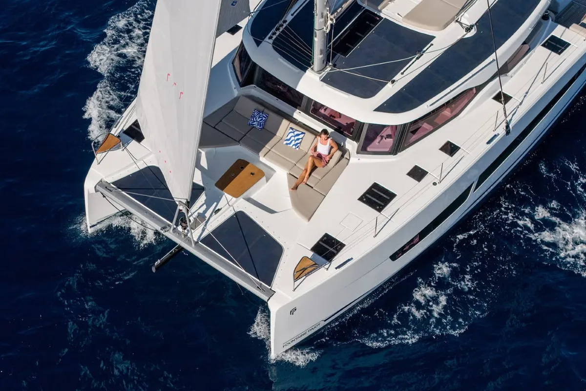 Exterior view of Fountaine Pajot New 44, a catamaran at Pula, Croatia