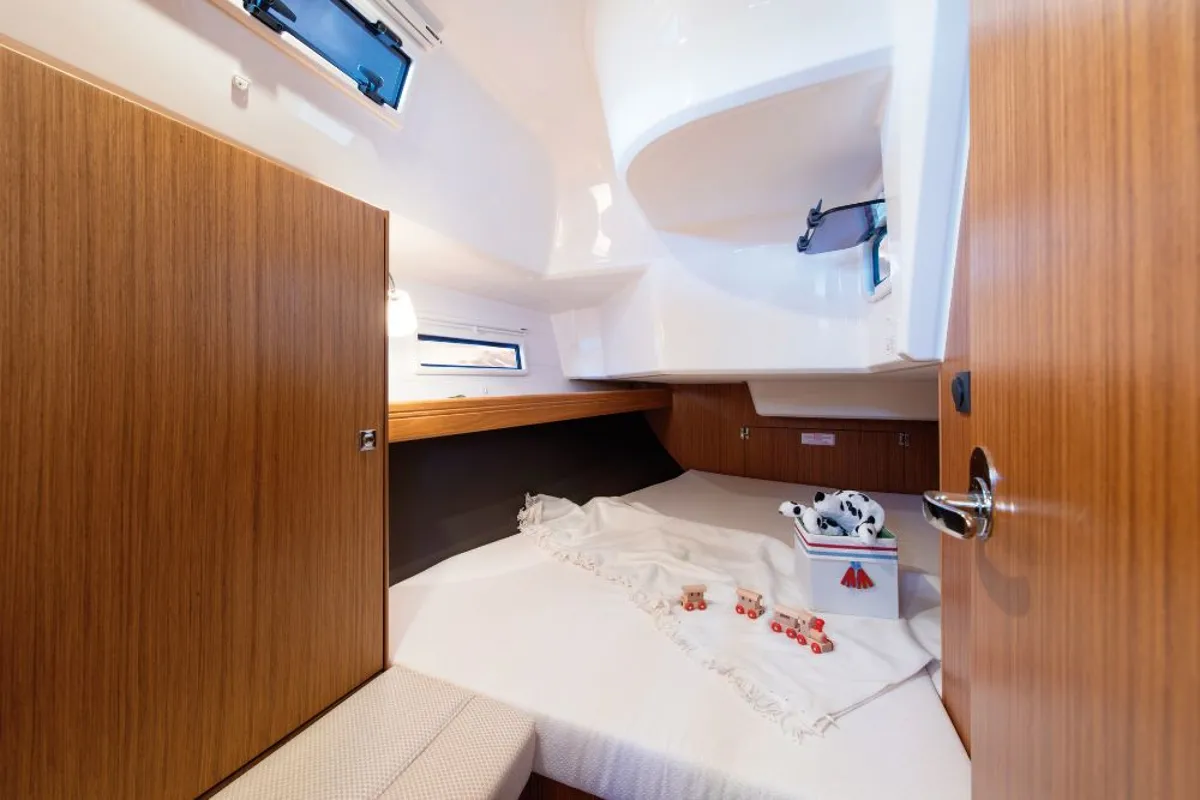 Cabin on Julia, a Bavaria Cruiser 37 sailboat at Zadar, Croatia