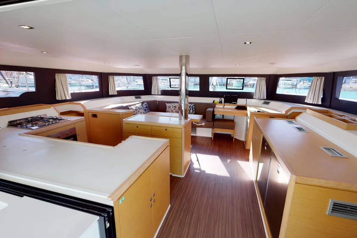 Salon of Sonia, a Dufour 48 Catamaran catamaran at Salerno, Italy