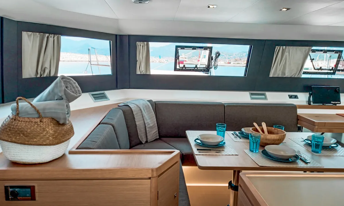 Salon of Sonia, a Dufour 48 Catamaran catamaran at Salerno, Italy